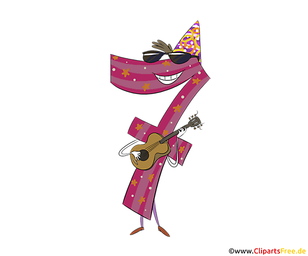 Lustige Zahl 7 zum Basteln von Geburtstagsgratulationen