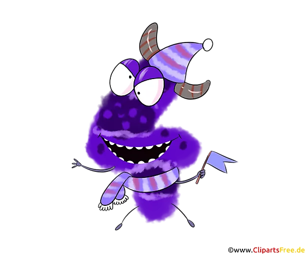 Monster Clipart 4 (Vier) listige Zahlen zum Geburtstag