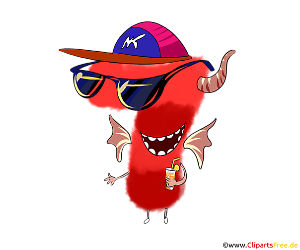 Monster Clipart 7 (Sieben) coole Zahlen für Kindergeburtstagsparty