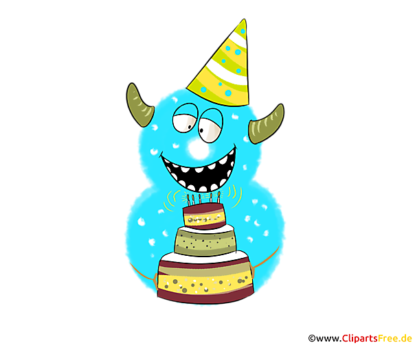 Monster Clipart 8 (Zahl Acht) witzige Figuren zum Geburtstag