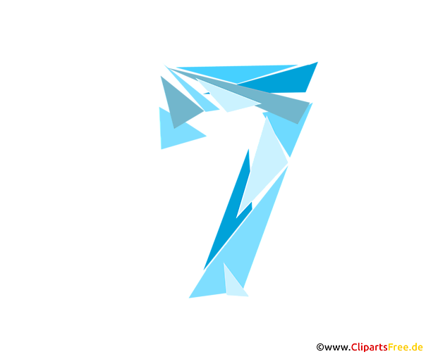 Vorlage Zahl 7 (Sieben) Glückszahl zum Drucken