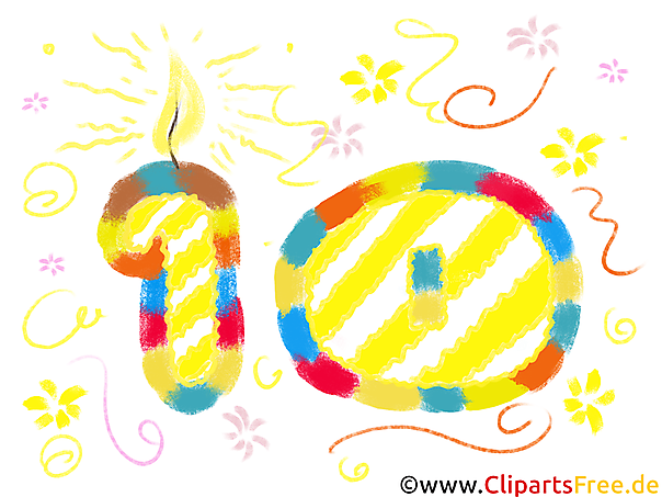 Zahl 10 zum Geburtstag Clipart, Bild, Grafik