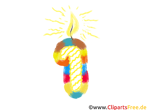Zahl 1 zum Geburtstag Clipart, Bild, Grafik