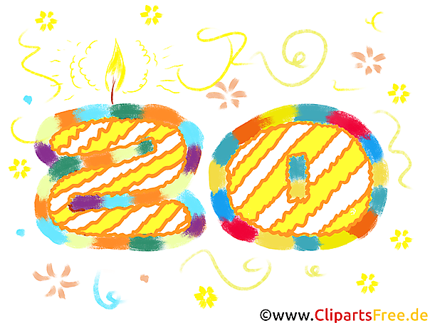 Zahl 20 zum Geburtstag Clipart, Bild, Grafik