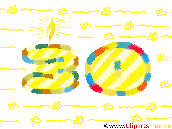 Zahl 30 zum Geburtstag Clipart, Bild, Grafik