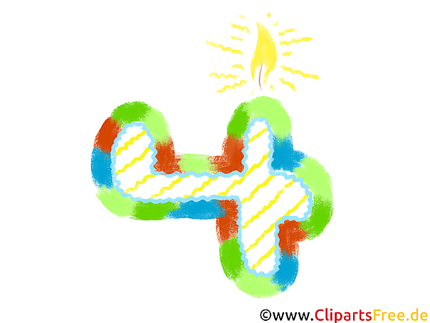 Zahl 4 zum Geburtstag Clipart, Bild, Grafik