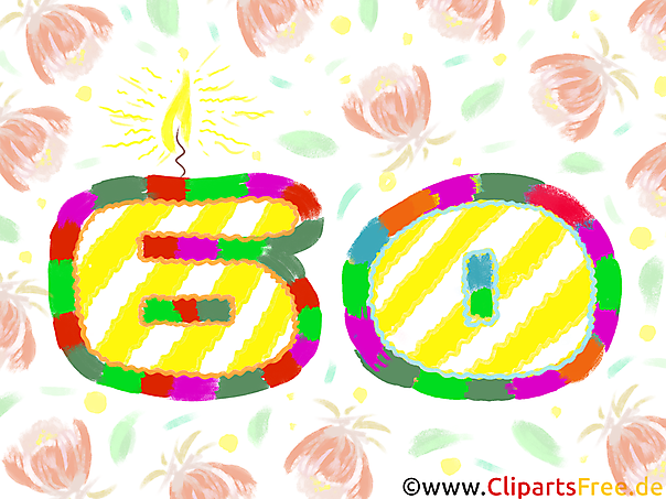 Zahl 60 zum Geburtstag Clipart, Bild, Grafik