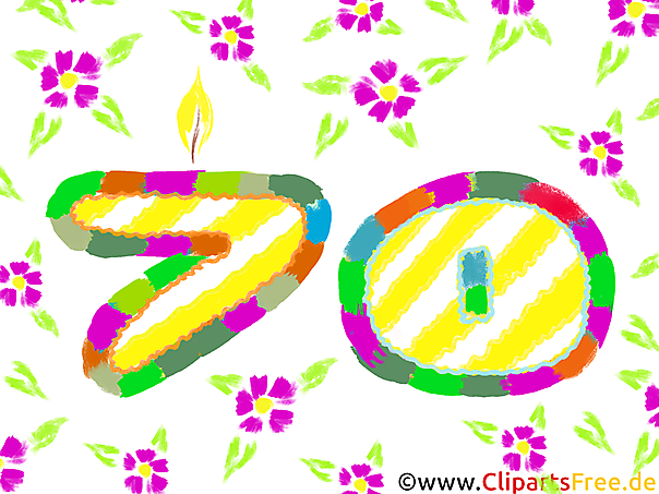 Zahl 70 zum Geburtstag Clipart, Bild, Grafik