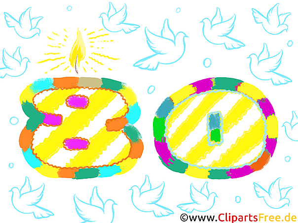 Zahl 80 zum Geburtstag Clipart, Bild, Grafik