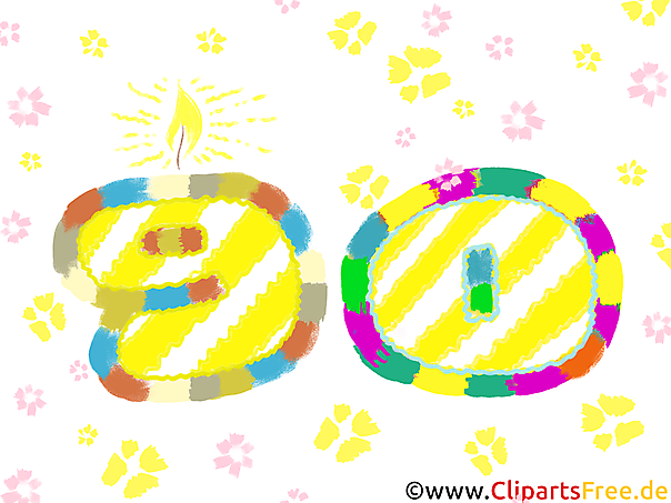 Zahl 90 zum Geburtstag Clipart, Bild, Grafik