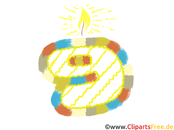 Zahl 9 zum Geburtstag Clipart, Bild, Grafik