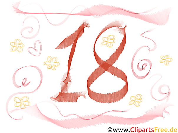 Zahl Achtzehn Clipart zum Ausdrucken