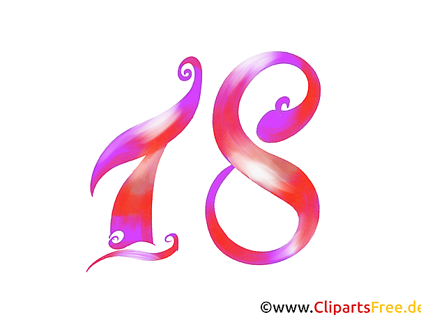 Zahl Achtzehn Clipart zum Drucken