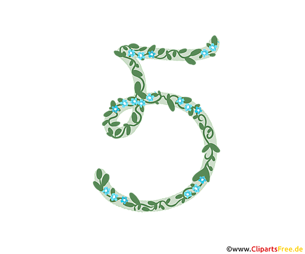 Zahl als Deko 5 (Fünf) zum Geburtstag downloaden