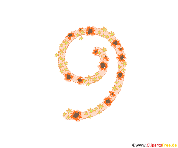 Zahl als Deko 9 zum Geburtstag als Bastelvorlage