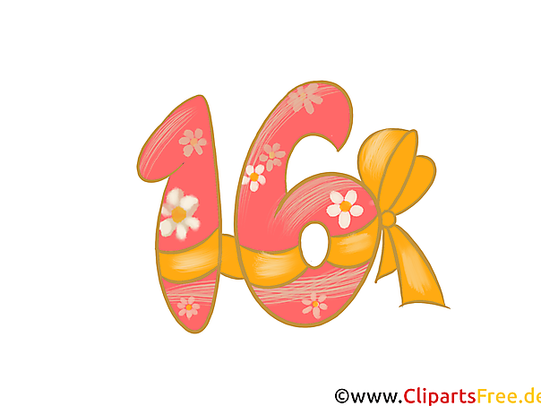 Zahl Sechszehn Clipart zum Runterladen und Ausdrucken