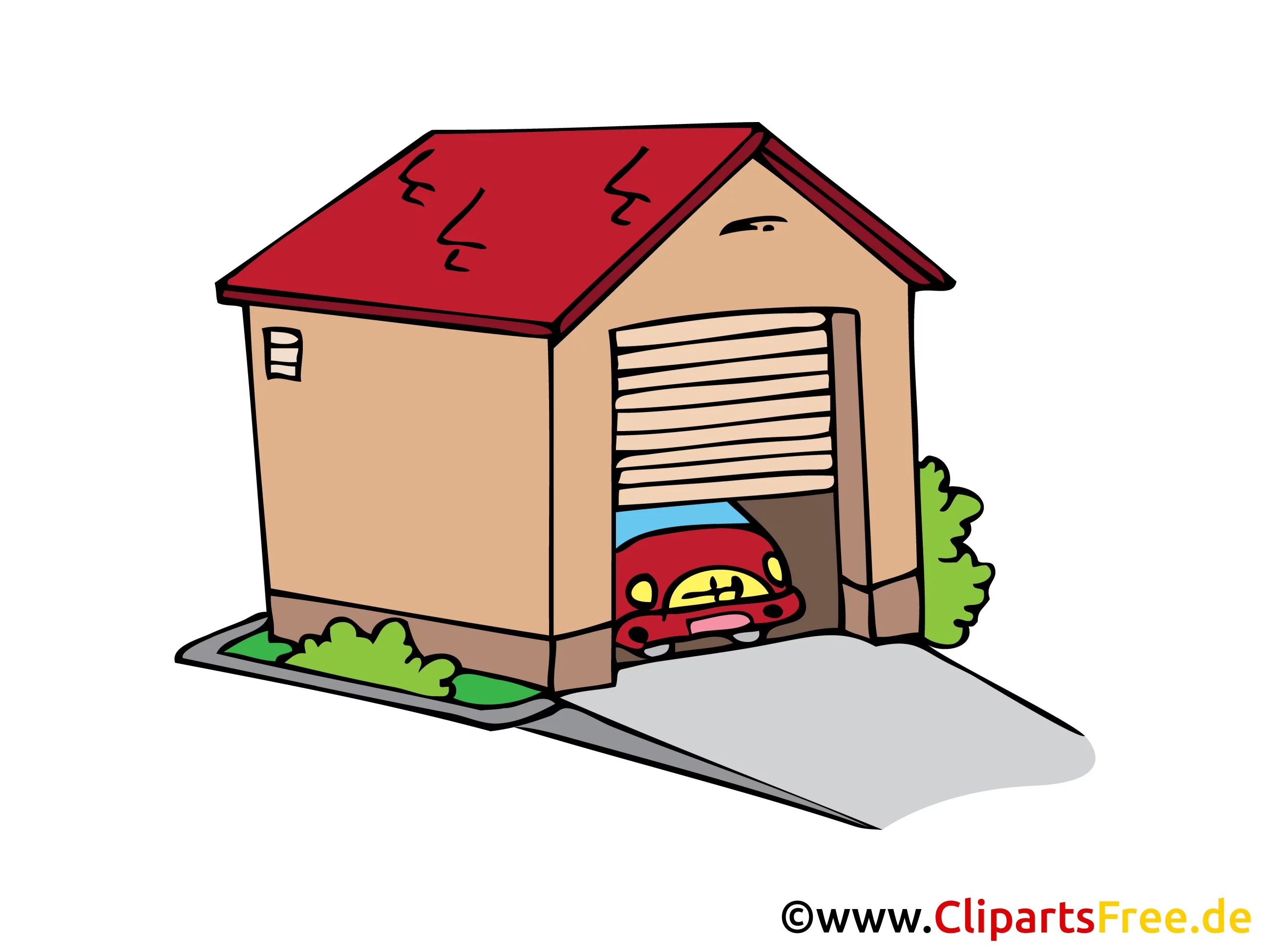 Garage mit Auto Bild, Clipart, Illustration, Grafik, Zeichnung kostenlos