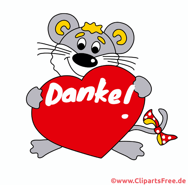 Animation mit lustiger Maus und Herz - Danke schön e-Cards
