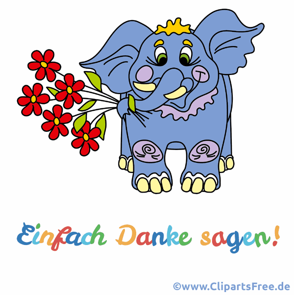 Witzige Gif-Animation mit Elefant einfach Danke sagen