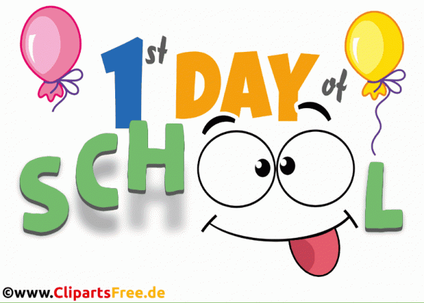 1. Tag in der Schule animierte Karte in Gif-Format