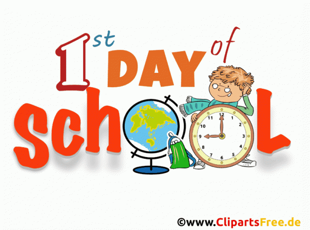 1st Day of School Glückwunschkarte animiert, Gif Clipart