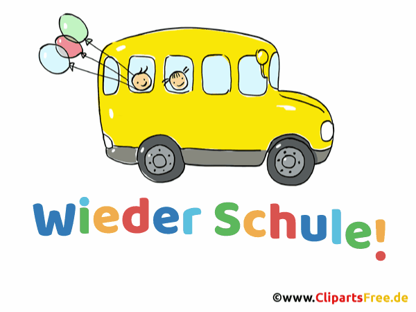 Animation Bus mit Schülern zum Schulanfang - Gif Cliparts