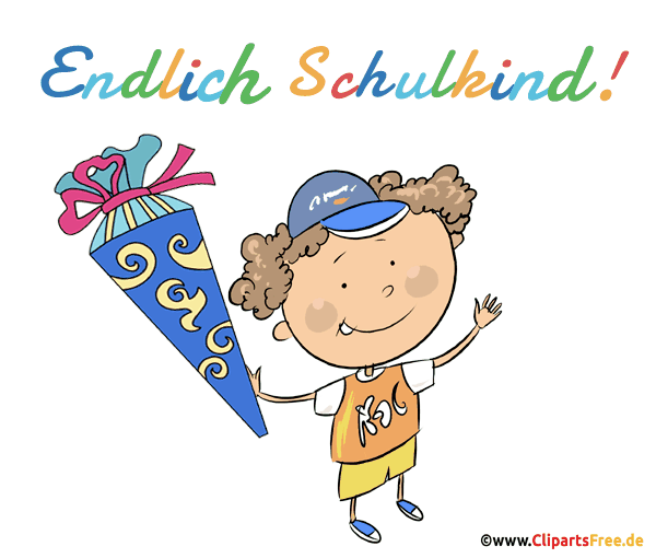 Endlich Schulkind Grußkarte animiert zum Verschicken