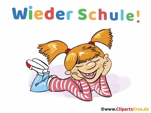 Gif-Animation mit fröhlichem Mädchen - Clipart Wieder Schule