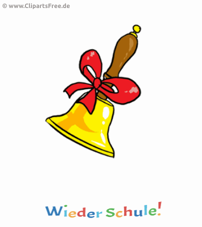 Gif Animation Wieder Schule auf Deutsch mit Schulglocke