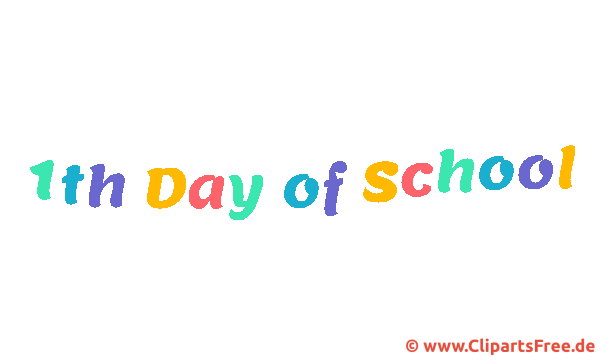 Überschrift auf Englisch Erster Tag in der Schule animiert als Gif