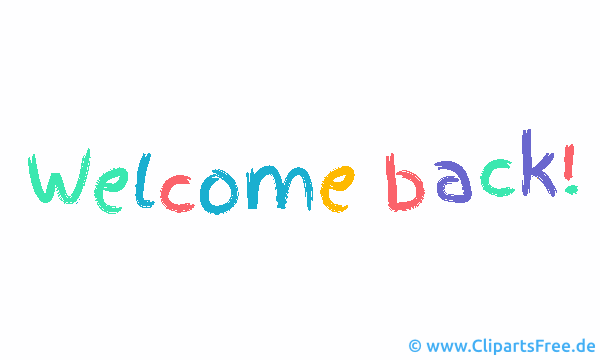 Welcome Back Text auf Englisch als animierte Gif-Datei