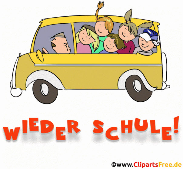 Animation mit Bus Wieder Schule, Schulanfang