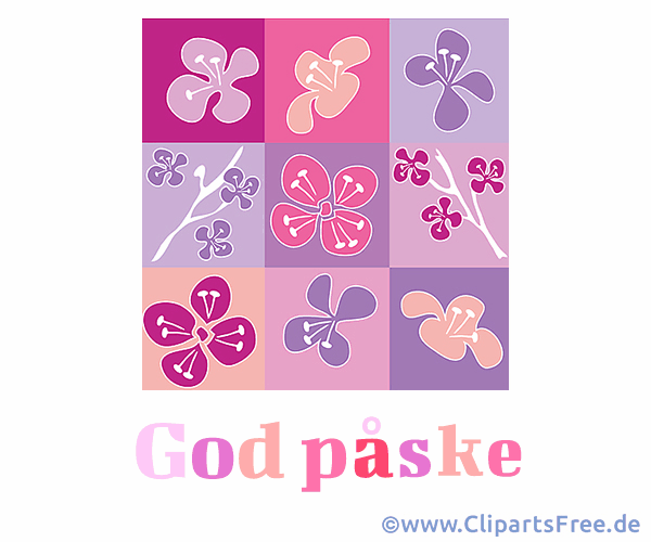 Bild mit Blumen - Frohe Ostern auf Dänisch