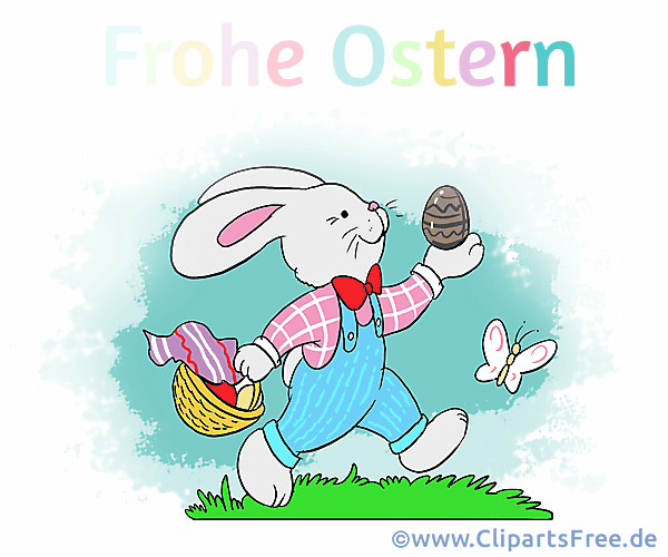 Grusskarte mit Osterhase - Frohe Ostern auf Deutsch