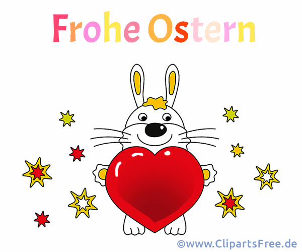 Osterhase mit Herz - Frohe Ostern auf Deutsch Gif
