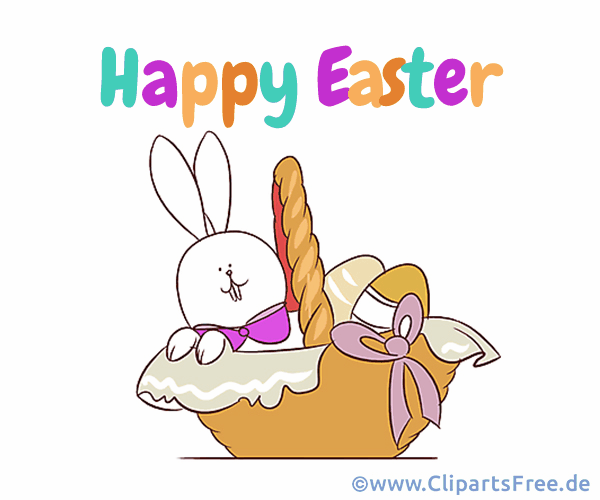 Korb mit Osterhase Clipart - Frohe Ostern auf Englisch