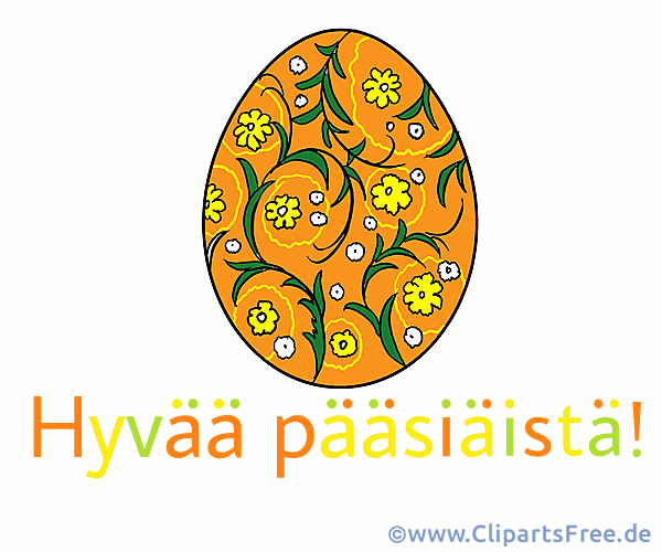 Frohe Ostern auf Finnisch Bild mit Osterei