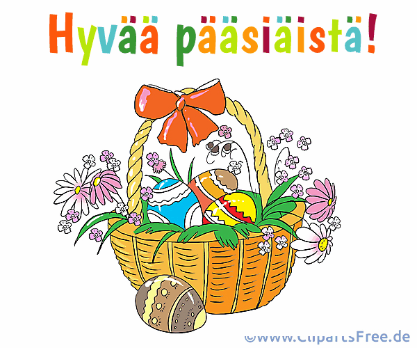 Korb mit Osterleckereien Bild - Frohe Ostern auf Finnisch