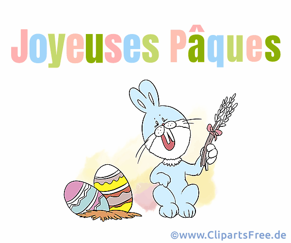 E-Karte animiert Frohe Ostern auf Französisch