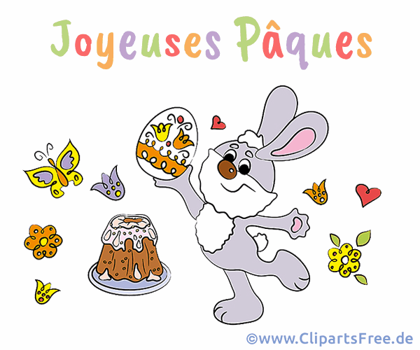 Kaninchen Frohe Ostern auf Französisch Gif-Bild