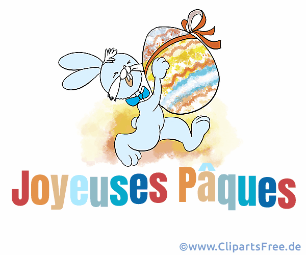 Ostarhase mit Ostergruss auf Französisch Clipart