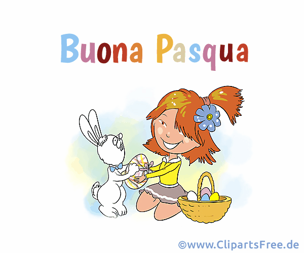 Frohe Ostern auf Italienisch Clipart, Bild, Animation