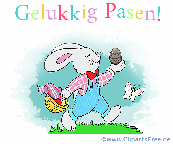 Cartoonbild Frohe Ostern auf Niederländisc