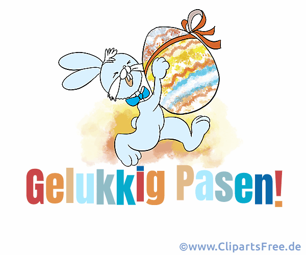 Glückwunschkarte mit Osterhase zu Ostern auf Niederländisch