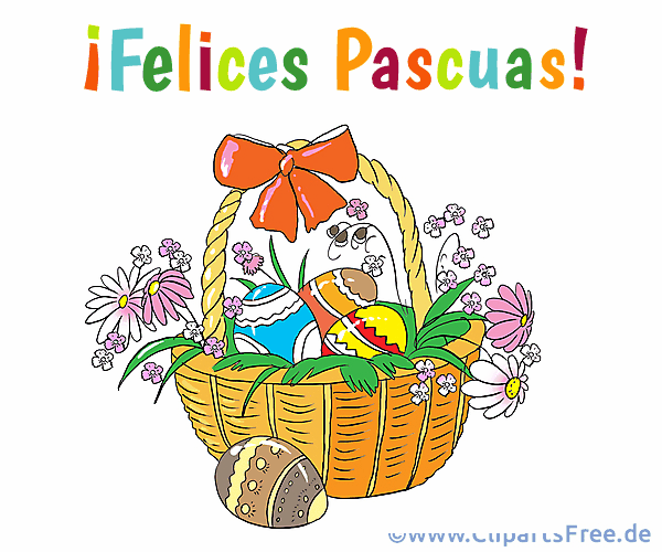 Korb zu Ostern Grusskarte auf Spanisch