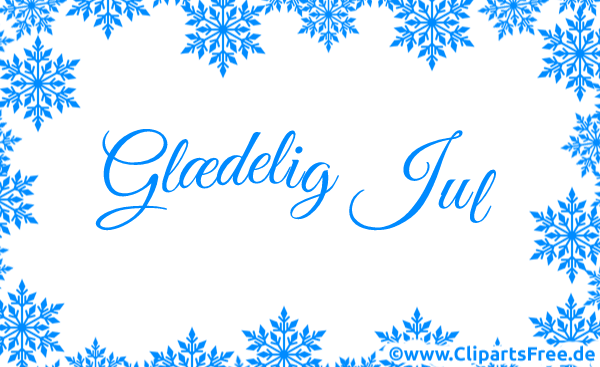 Glückwunschkarte zu Weihnachten auf Dänisch