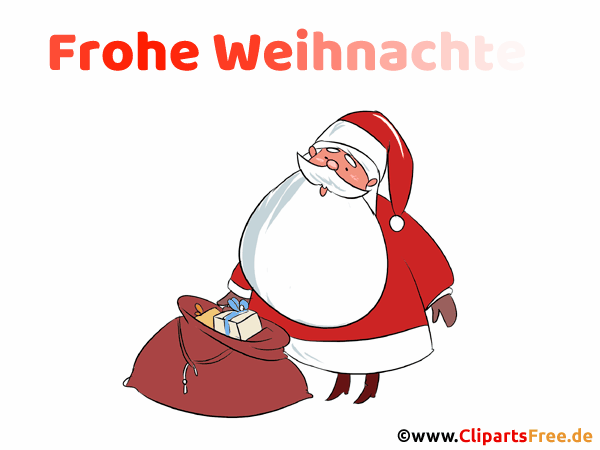 Gif eCard mit Weihnachtsmann zu Weihnachten auf Deutsch