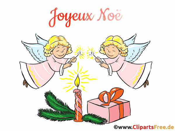 Engel und Kerzen zu Weihnachten Weihnachtgruss auf Französisch