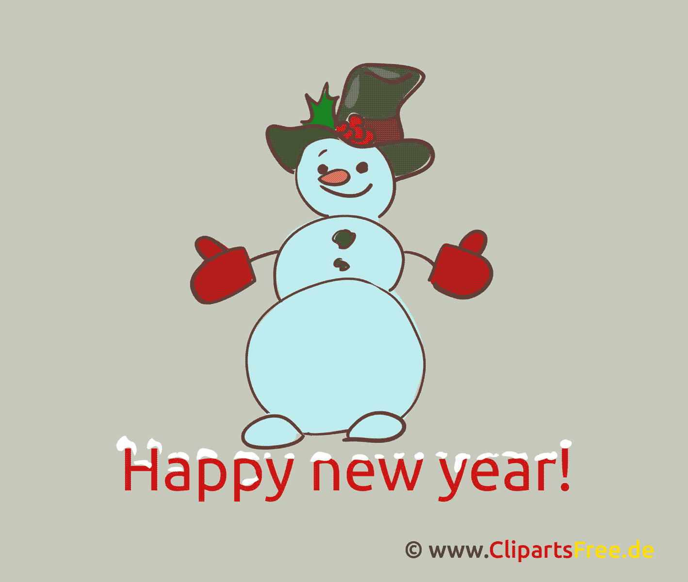 Lustige Animation Schneemann zu Silvester kostenlos