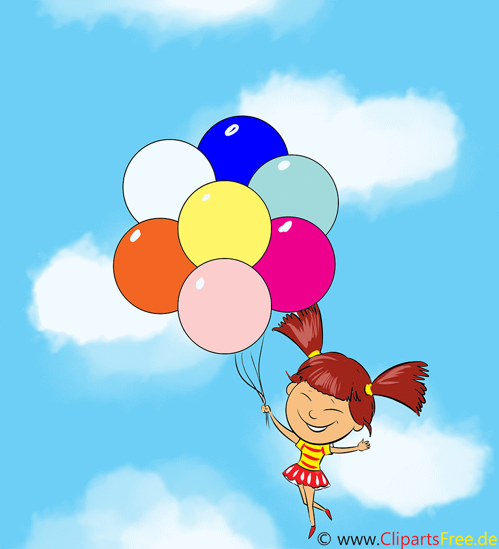 Gif画像少女が風船を飛ぶ
